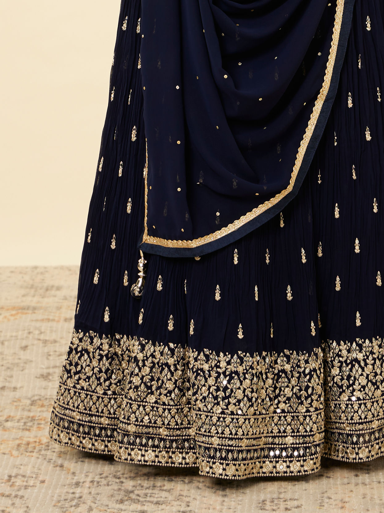 Indigo Blue Embroidered Skirt Top Set image number 2